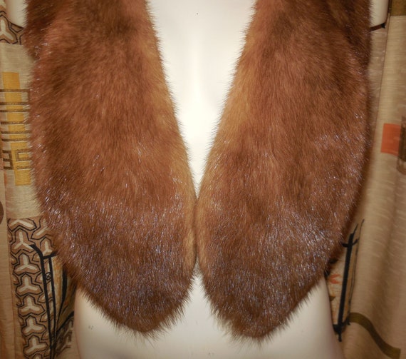 Vintage fur scarf 1950s 60s light brown mink fur … - image 4