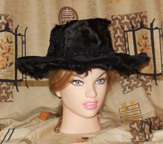 Sale vintage fur hat 1960s 70s edwardian style la… - image 2