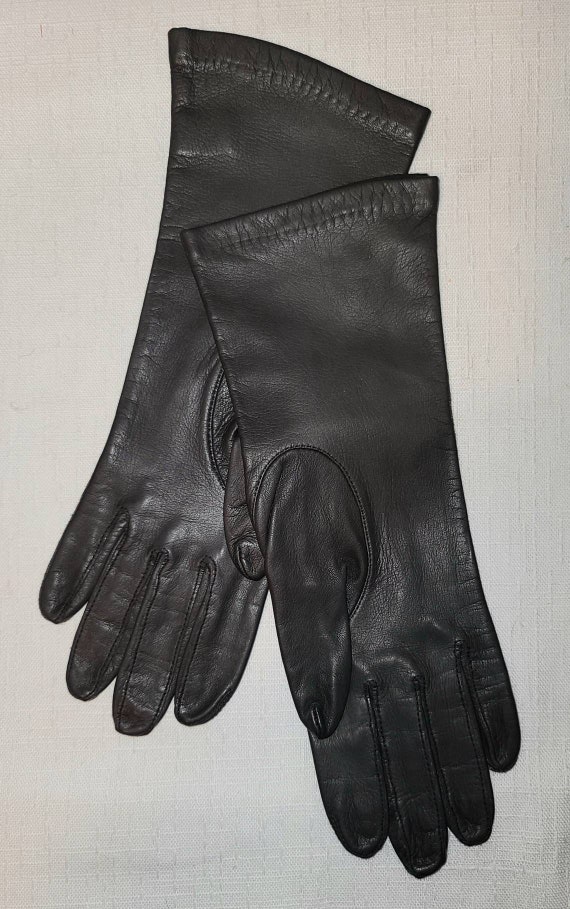 Vintage leather gloves 1960s midlength dark smoke 