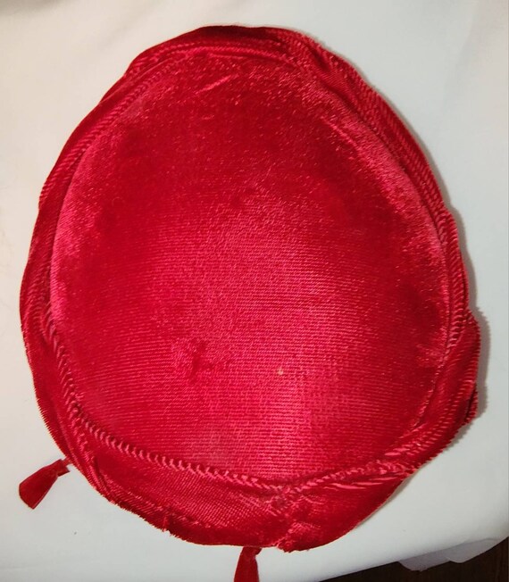 Vintage velvet hat 1950s red velvet cocktail hat … - image 4