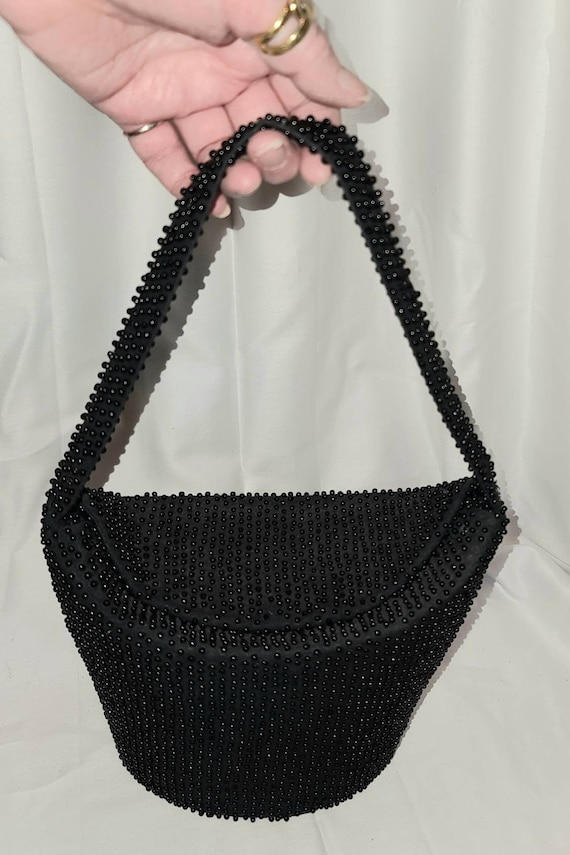 Sale vintage beaded purse 1940s 50s black handbag 