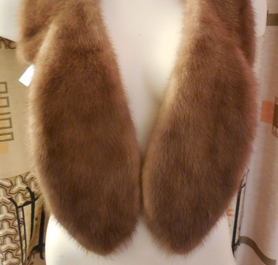 Vintage fur scarf 1950s 60s light brown mink fur … - image 6