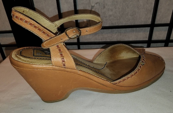 Vintage rockport sandals 1970s 80s tan leather we… - image 6