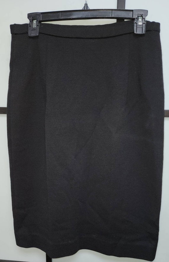 Vintage wool skirt 1950s 60s black wool knit penc… - image 8