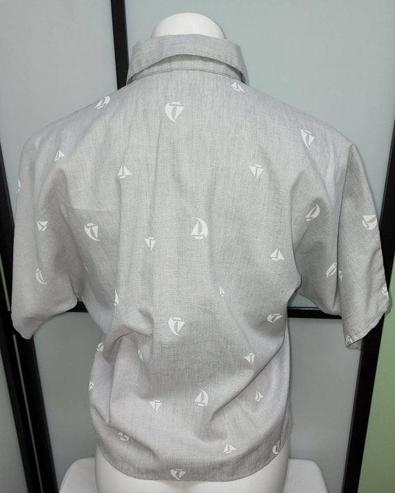 Vintage jantzen blouse 1950s 60s light gray cotto… - image 8