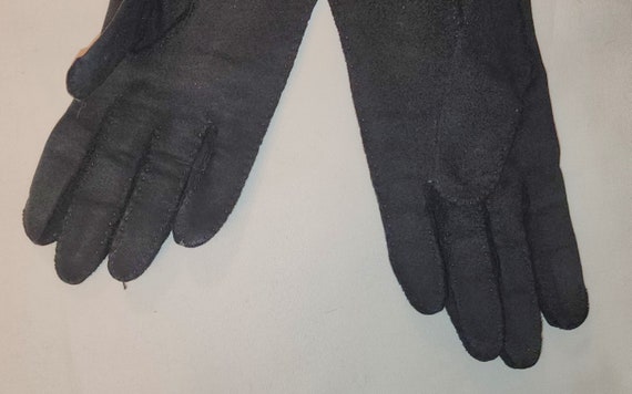 Vintage Beaded Gloves 1940s 50s Black Fabric Midl… - image 8