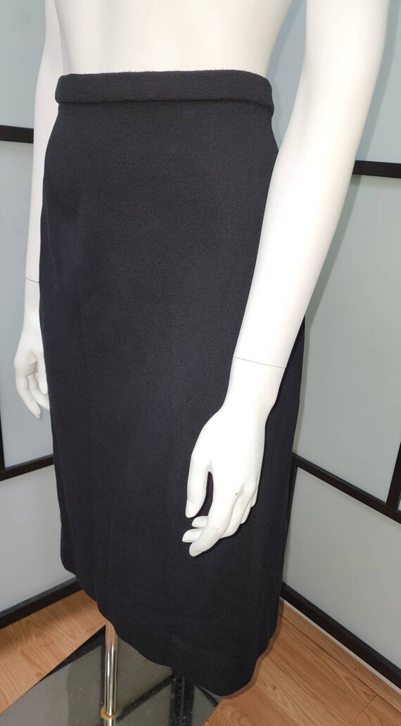 Vintage wool skirt 1950s 60s black wool knit penc… - image 3