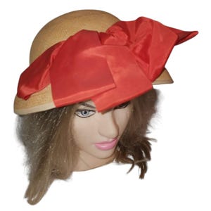 1930s Red Woven Hat with Fair Labor‎ Standards Label - Timeless Elegance 1930s Red Straw Hat - Etsy main image 3