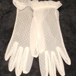 Gants De Robe Vintage Femme - Couleur Blanc Shearling - Taille S - Années 1940-50