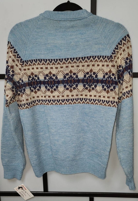 Sale vintage men's sweater 1970s blue acrylic pul… - image 10