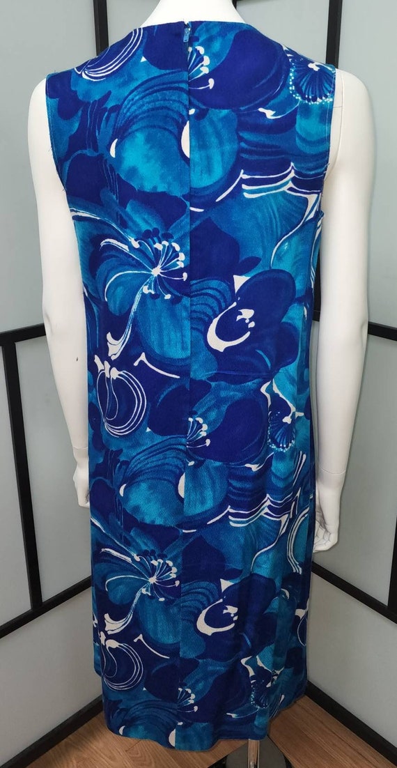 60’s Blue Flower Hawaiian Sleeveless Dress main image 1