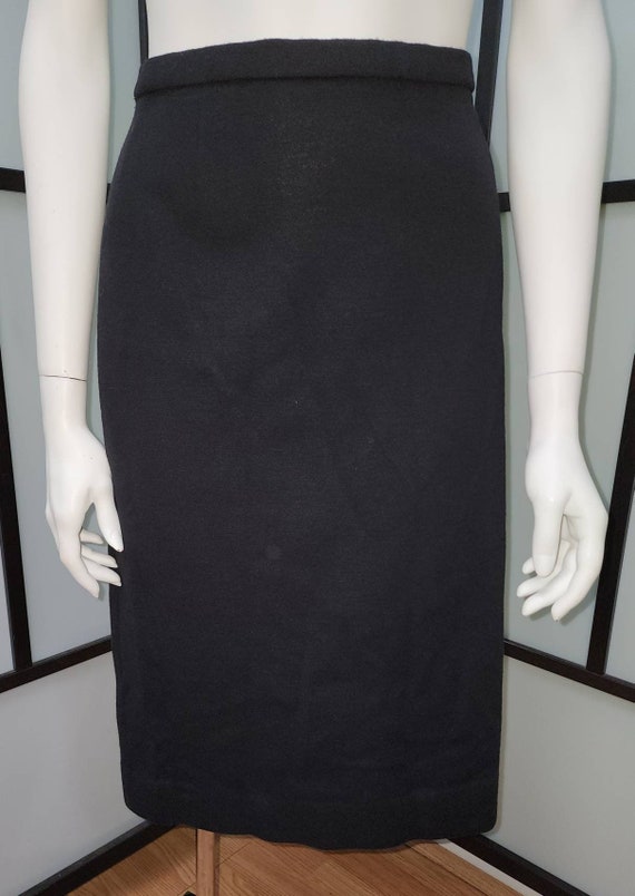 Vintage wool skirt 1950s 60s black wool knit penc… - image 2