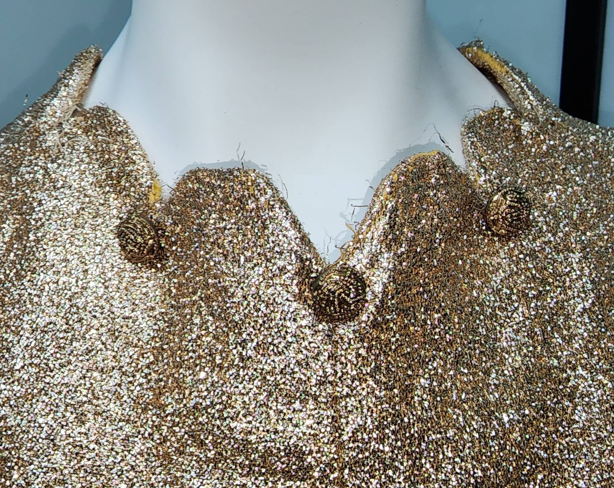Vintage 60s Soft Pink Metallic Gold Mod Party Dress, S