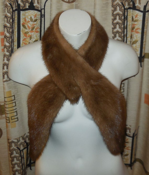 Vintage fur scarf 1950s 60s light brown mink fur … - image 8