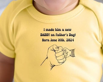 I made him a new daddy on Father’s Day short sleeved onesie.  Born on June 16th, this soft romper will be sure to make daddy proud!