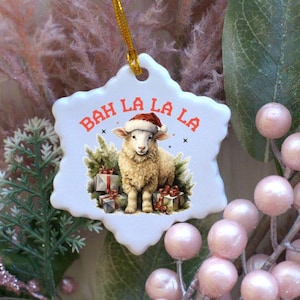 Rustic Sheep Farm Ceramic Christmas Ornament