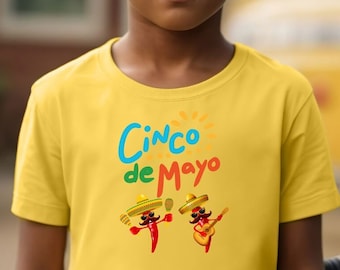 T-shirt à manches courtes Cinco de Mayo pour enfants. Ce superbe t-shirt est doux et résistant. Les couleurs ne pâliront pas au lavage.