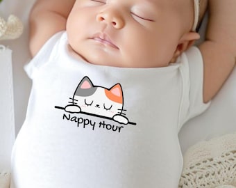 Katzenliebhaber Säugling Body, Windelstunde Baby Body, Kurzarm Katze Mama / Papa Geschenk, niedliche Säuglingskleidung, lustige Baby-Outfit, schläfriges Baby