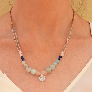 Blue statement Necklace, sterling silver pendant necklace, september Birthstone Necklace, healing stone necklace, blue necklace gift for her