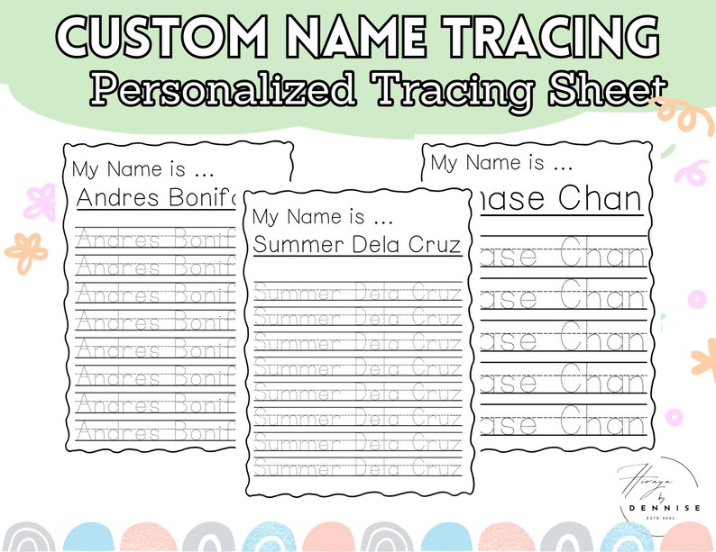 Custom Name Tracing Sheet for Kids | Handwriting Practice | Personalized Handwriting Practice ...