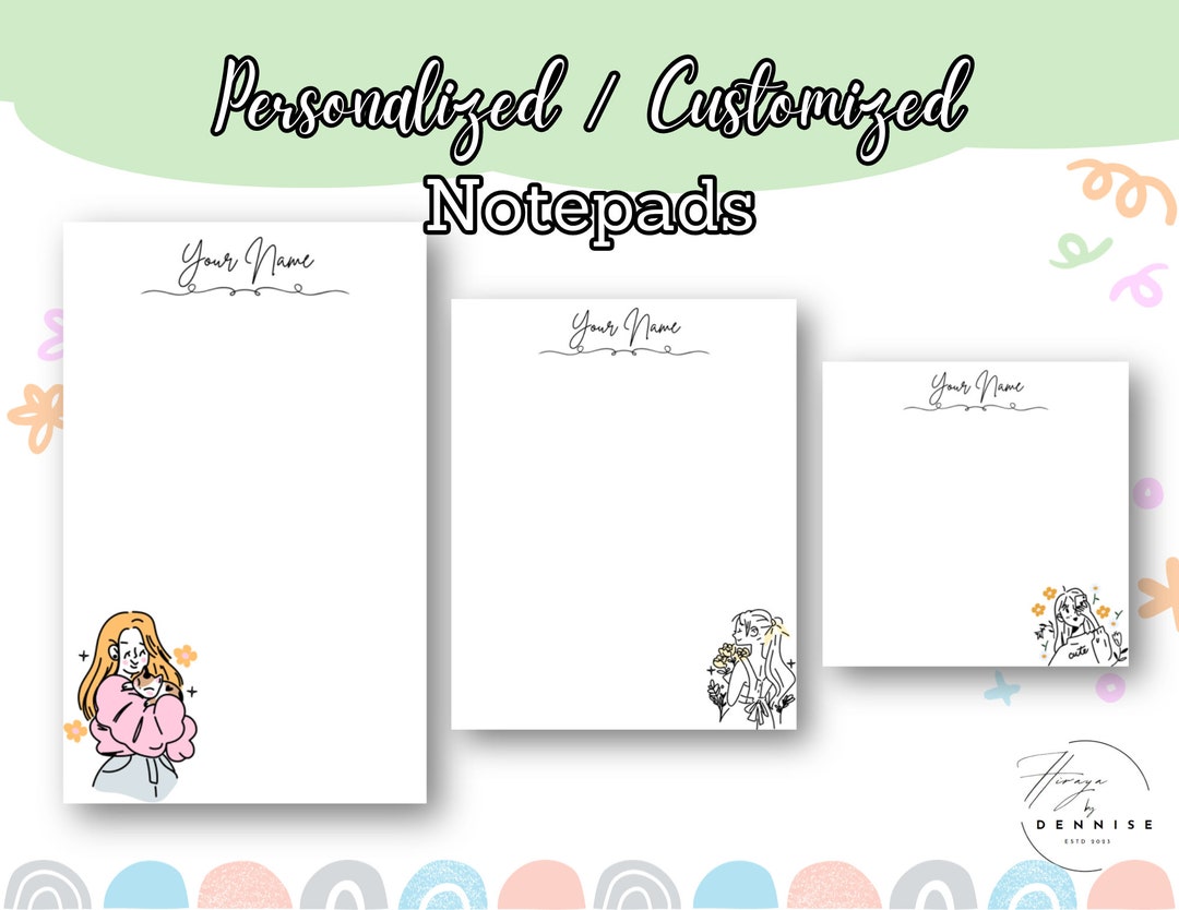 Personalized Notepads Custom Notepads Notepads Personalized and Editable Notepads Cute