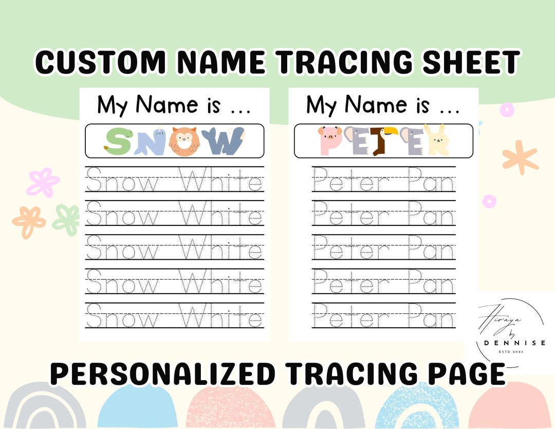 Custom Name Tracing Sheet for Kids Handwriting Practice Personalized Handwriting Practice Sheets ...