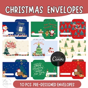 Canvaで編集可能なクリスマス封筒10選 | マネー封筒 | クリスマス封筒テンプレート | Money Ampao