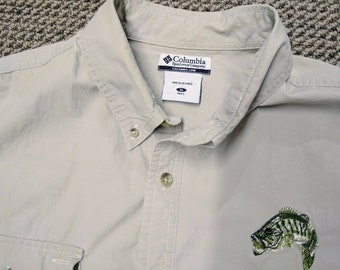 Columbia PFG Fishing Short S/S Shirt Size XL Vented Embroidered Largemouth Bass