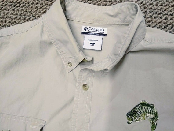 Columbia PFG Fishing Short S/S Shirt Size XL Vented Embroidered Largemouth  Bass 