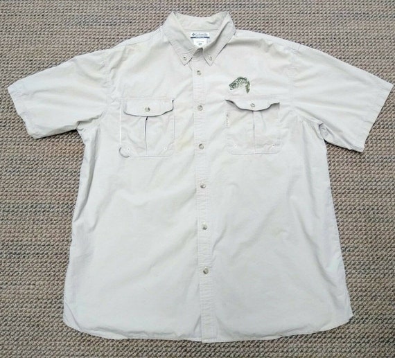 Columbia PFG Fishing Short S/S Shirt Size XL Vented Embroidered Largemouth  Bass 