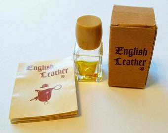 VINTAGE ENGLISH LEATHER Cologne Sample Bottle 10% Full with Box and Instructions