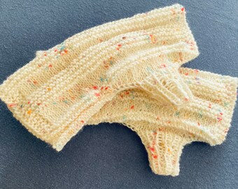 Hand-Knitted White Arm Warmers, Size S-M