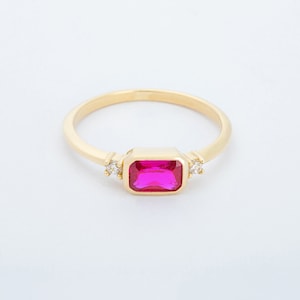 14k Real Gold Ruby Ring | Red Ruby Ring | Dainty Minimalist Ring | Natural Ruby Ring | Ring for Women | Wedding Gold Ring | Gift for Women
