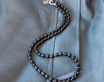 Black Onyx Beaded Necklace: Handmade Spiritual Protection Choker