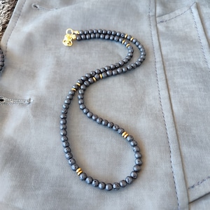 Genuine Mens Choker Necklace • Basic Black Lava Necklace • Diffuser Choker • Birthday Gift for Men • Lava and Hematite • GIFT • 4mm Necklace