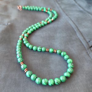 Handmade Malachite Choker: Copper Hematite Green Gemstone Necklace
