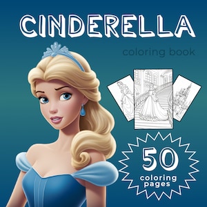 Cinderella Coloring Book, Cinderella PNG, Kids Coloring Sheets, Instant download