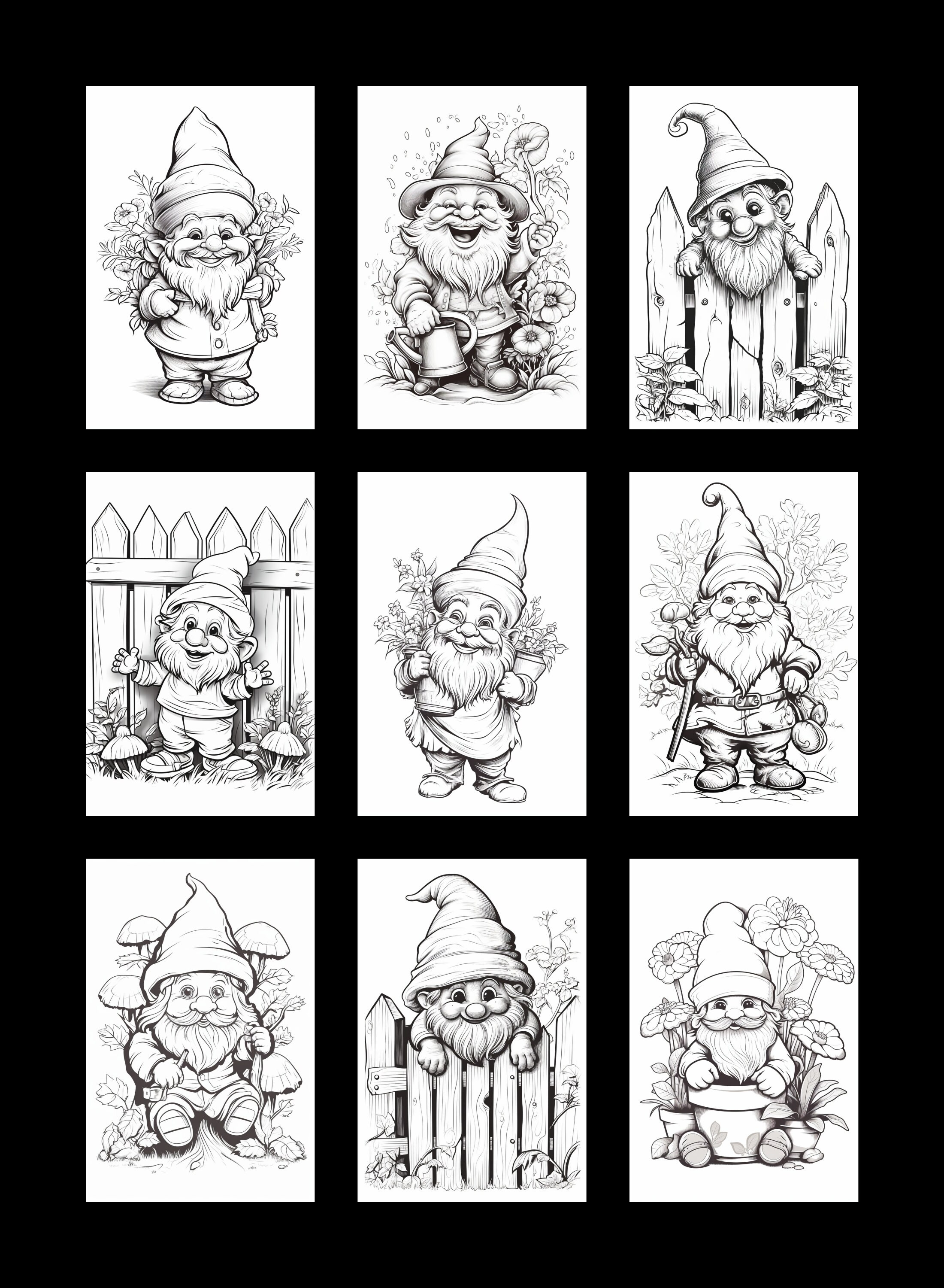 Gnome Coloring Book, Garden Gnome Coloring Sheet, Printable Gnome ...