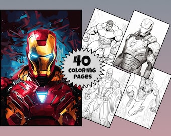 Livre de coloriage super-héros, Avengers Png, livre de coloriage pour adulte, super-héros imprimable, téléchargement numérique