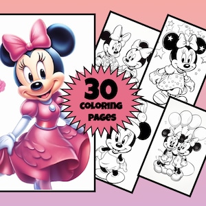 Livre de coloriage Mickey Mouse, Minnie Mouse, pages à colorier pour enfants, livre de coloriage pour les fêtes