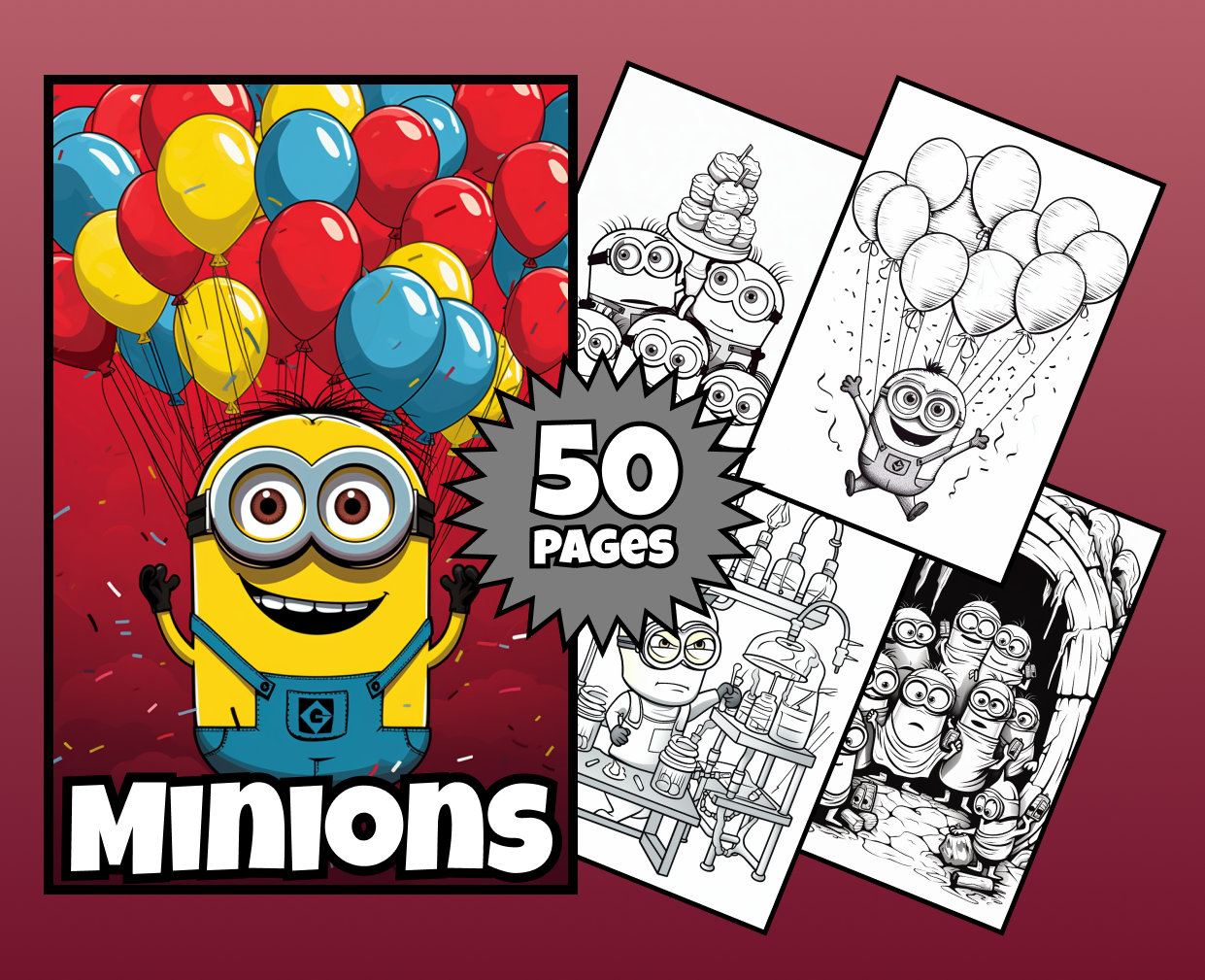Minions Coloring Book, Kids Coloring Pages, Minion Png, Digital ...