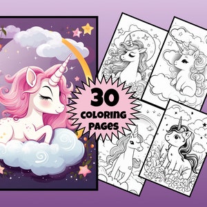 Unicorn Coloring Book, Coloring Sheets for printing, Unicorns PNG, Coloring Pages for adults and kids