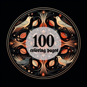 100 zauberhafte Ausmalbilder, Mandala, Mandala mit Vögeln, Ausmalbilder zum Ausdrucken, für Erwachsene und Kinder