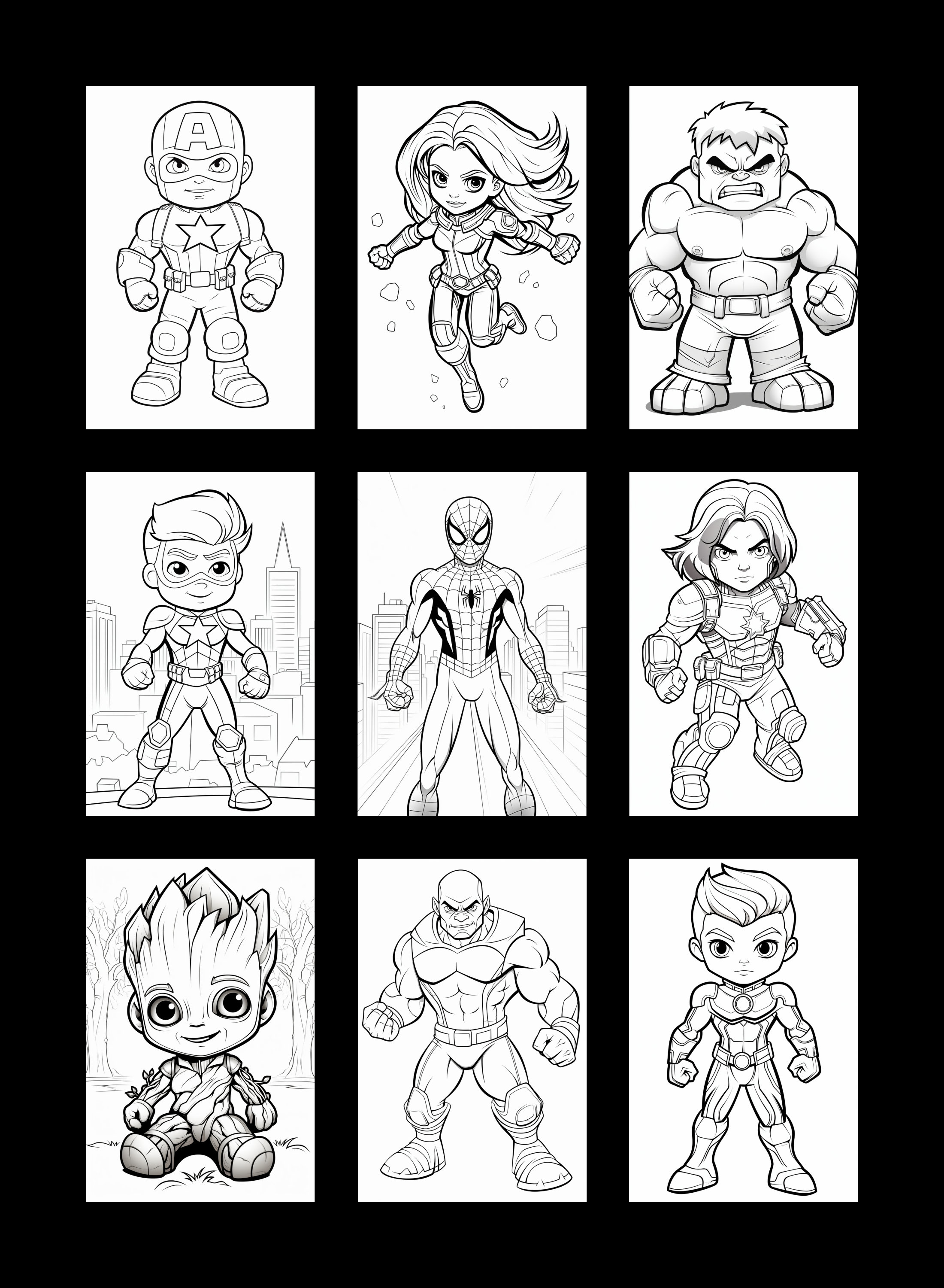 Superhero Coloring Book, Avengers Png, Kids Coloring Book, Superhero Printable, Digital Download