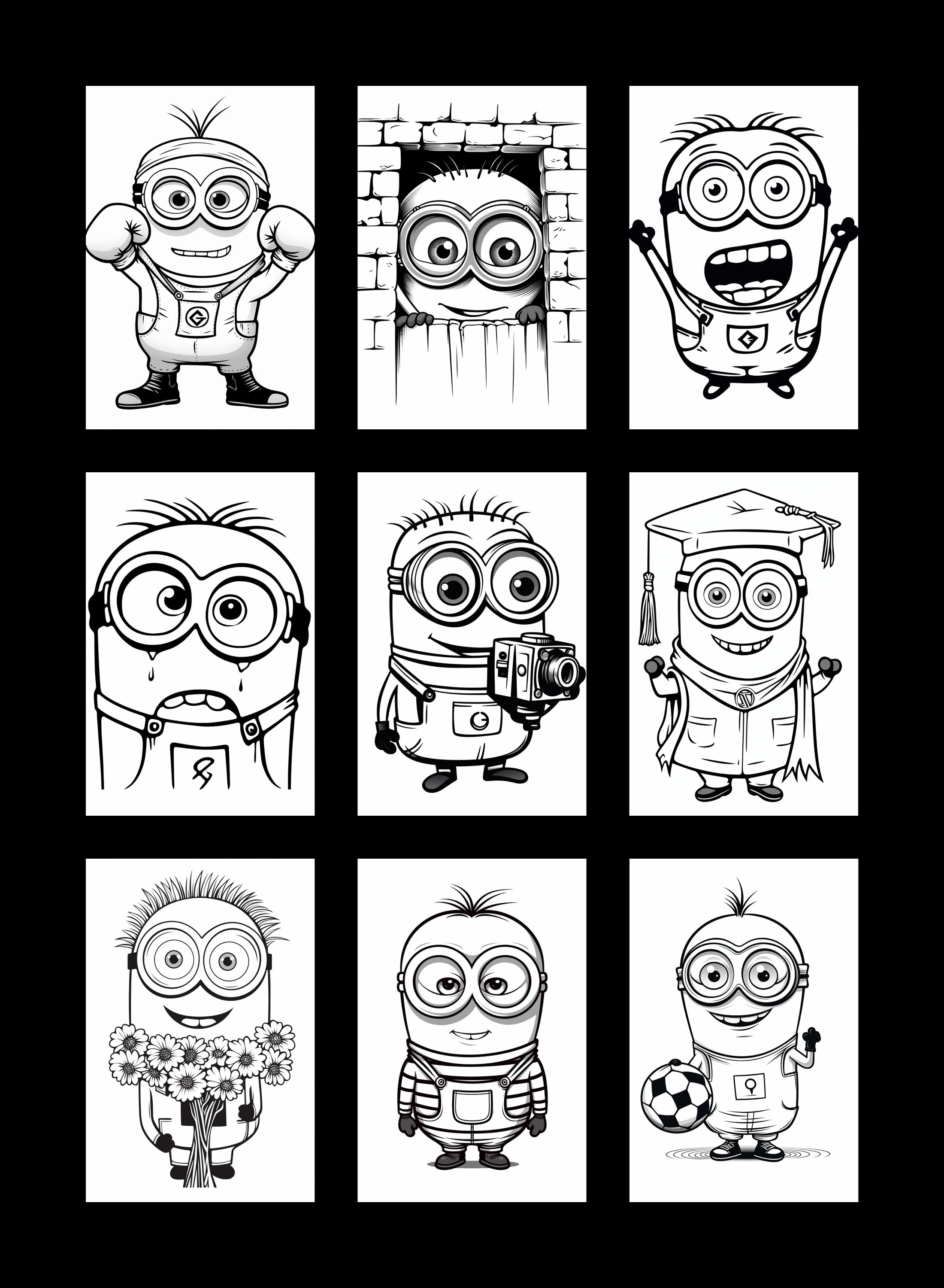 Minions Coloring Book, Kids Coloring Pages, Minion Png, Digital ...