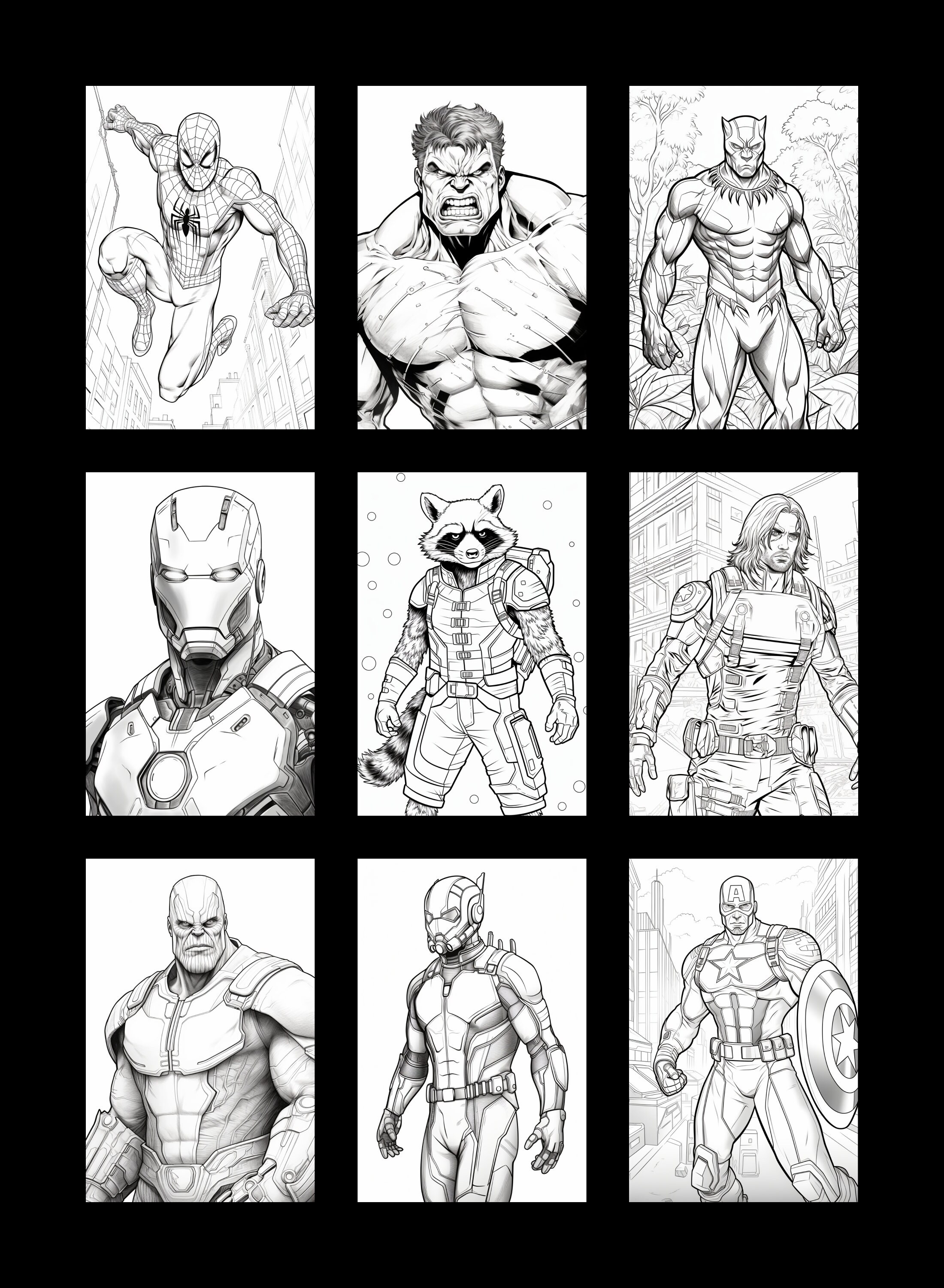 Superhero Coloring Book, Avengers Png, Adult Coloring Book, Superhero