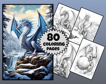 Livre de coloriage dragons, coloriage en niveaux de gris, dragon PNG