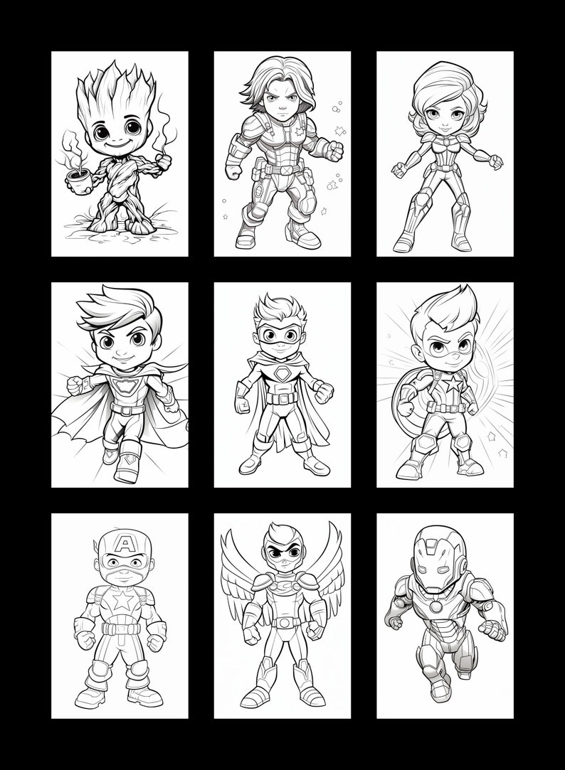 Superhero Coloring Book, Avengers Png, Kids Coloring Book, Superhero ...