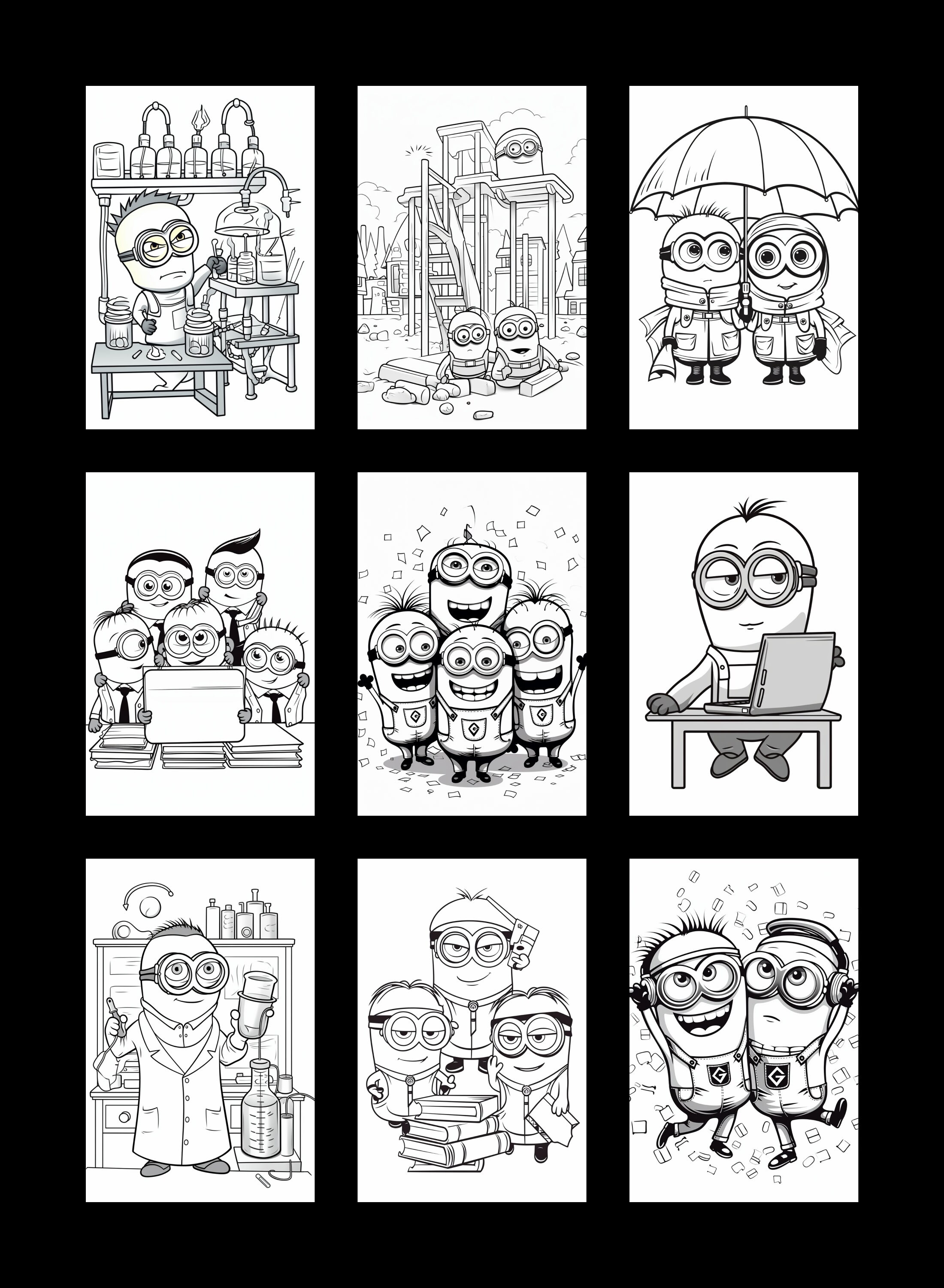 Minions Coloring Book, Kids Coloring Pages, Minion Png, Digital ...