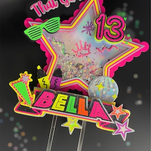Neon Cake Topper: Glow in the Dark Party Decoration